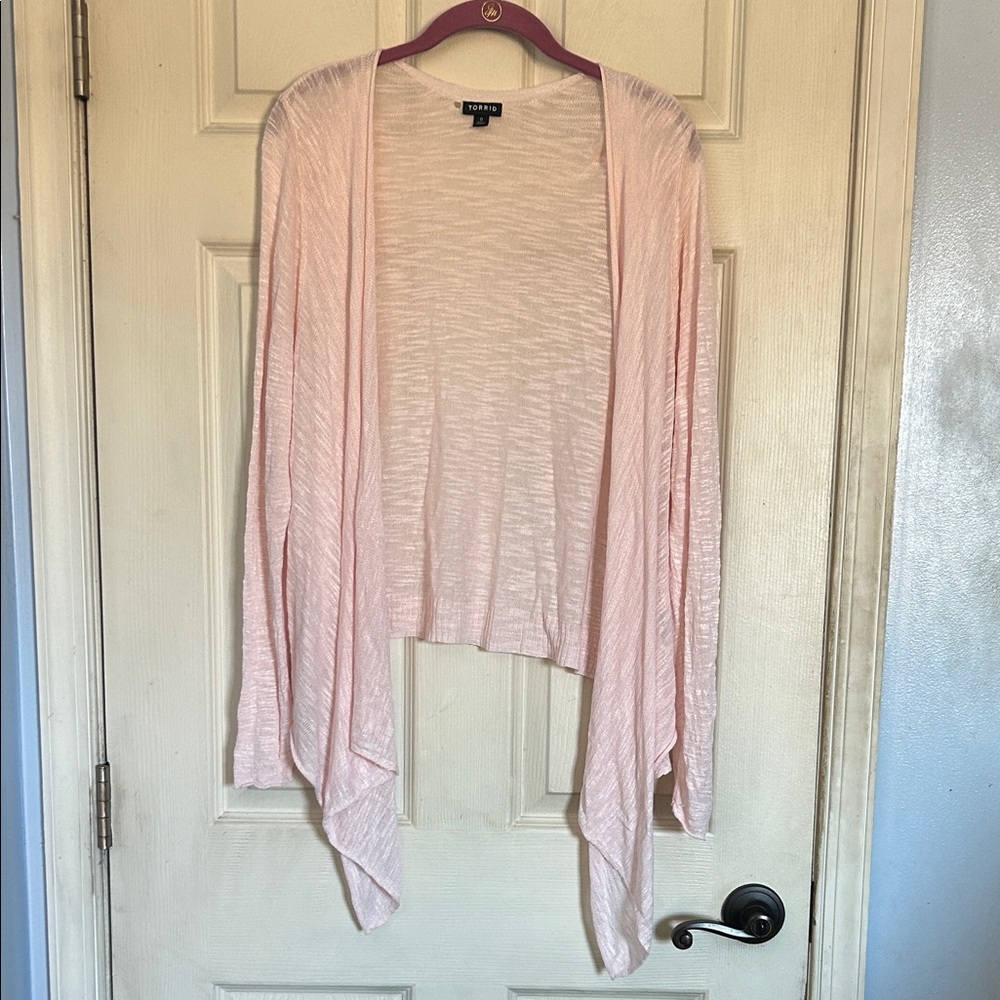 Torrid long sleeve light pink slub knit cardigan size large